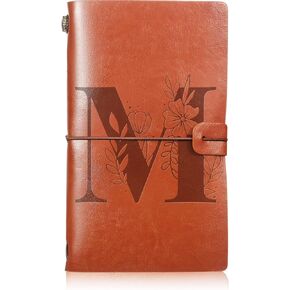 Thenshop Monogrammed Initial PU Leather Travel Journal Monogrammed Gift for Women Men Refillable Notebook Lined Paper Diary Planner Writing Notepad Graduation Wedding Birthday Gift 4.7 x 7.9 Inch(S)