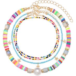 Multiple Colorful Beaded Anklets Bracelets for Women African Vinyl Disc Beads Foot ankle Chain Bohemian Summer Beach Rainbow Beads Ankle Bracelet Set for Girls