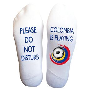Funky Fun Socks With Sayings: Handcrafted Novelty Delights for All Ages, Versatile Sizing for Sizes 6-14, Exceptional Comfort & Durability, Do Not Disturb Collection- Colombia is playing