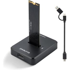 ELUTENG M.2 NVMe & SATA to USB C Docking Station Dual Protocol M.2 to USB C Adapter 10Gbps External SSD Enclosure for M Key, B+M Key Support 2280 2260 2242 2230 SSDs with USB C to C+A 2in1 Cable