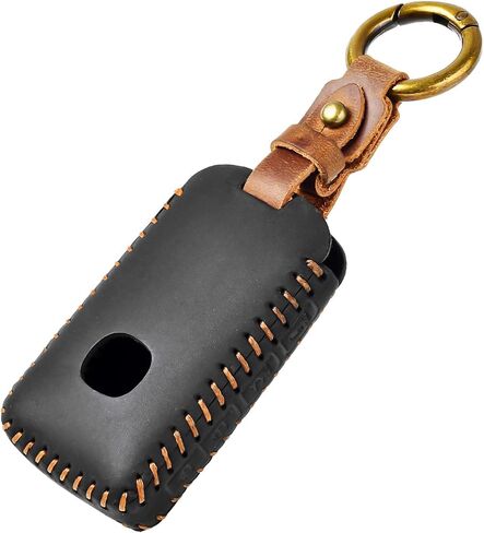 غطاء مفتاح Fob من OFFCURVE مع صندوق هدايا، واقي غطاء مفتاح السيارة من الجلد الأصلي، حافظة مفاتيح السيارة مع سلسلة مفاتيح مناسبة لمازدا 3/5/6، 3 هاتشباك، CX-3/4/5/7/8/9/10/ 12/30/50، MX-5 مياتا (أسود) in Saudi Arabia