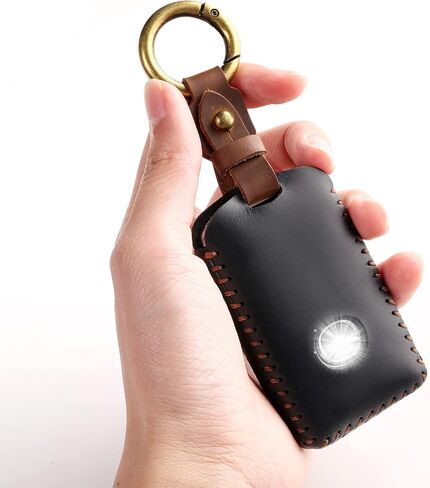 غطاء مفتاح Fob من OFFCURVE مع صندوق هدايا، واقي غطاء مفتاح السيارة من الجلد الأصلي، حافظة مفاتيح السيارة مع سلسلة مفاتيح مناسبة لمازدا 3/5/6، 3 هاتشباك، CX-3/4/5/7/8/9/10/ 12/30/50، MX-5 مياتا (أسود) in Saudi Arabia