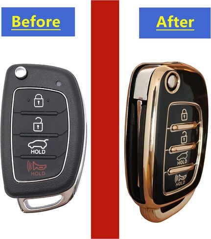 لسيارة Hyundai Key Fob Cover Smart Key Fob Shell مع سلسلة مفاتيح تناسب Hyundai Santa Fe Sport Sonata Tucson in Kuwait