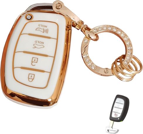 لسيارة Hyundai Key Fob Cover Smart Key Fob Shell مع سلسلة مفاتيح تناسب Hyundai Santa Fe Sport Sonata Tucson in Kuwait