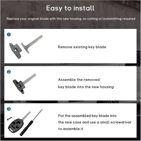 Augeny 2PCS Replacement Key Fob Case Shell, No Cutting Required Car Key Fob Keyless Entry Remote Shell Case for 2003-2012 Accord/ 2006-2013 Civic EX/ 2009-2015 Pilot/ 2005-2006 CR-V (2+1 Hole) in Kuwait