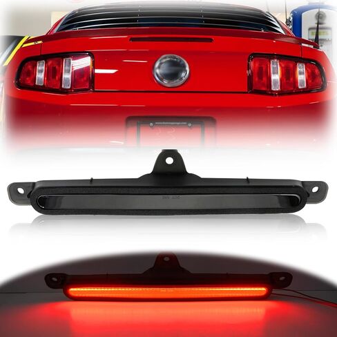 NSLUMO Led استبدال ضوء الفرامل الثالث لـ F-ord Mustang 2010 2011 2012 2013 2014 S197 شريط أحمر LED مركز الفرامل الثالث مصباح توقف عالي التركيب عدسة مدخنة CHMSL AR3Z13A613A in Saudi Arabia