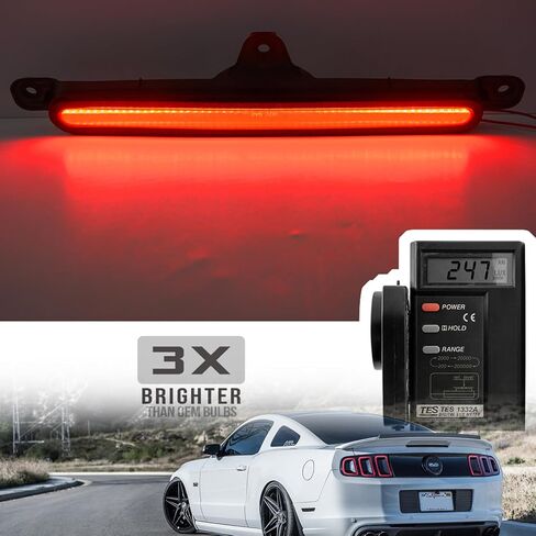 NSLUMO Led استبدال ضوء الفرامل الثالث لـ F-ord Mustang 2010 2011 2012 2013 2014 S197 شريط أحمر LED مركز الفرامل الثالث مصباح توقف عالي التركيب عدسة مدخنة CHMSL AR3Z13A613A in Saudi Arabia