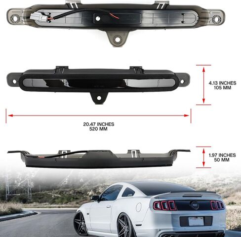 NSLUMO Led استبدال ضوء الفرامل الثالث لـ F-ord Mustang 2010 2011 2012 2013 2014 S197 شريط أحمر LED مركز الفرامل الثالث مصباح توقف عالي التركيب عدسة مدخنة CHMSL AR3Z13A613A in Saudi Arabia