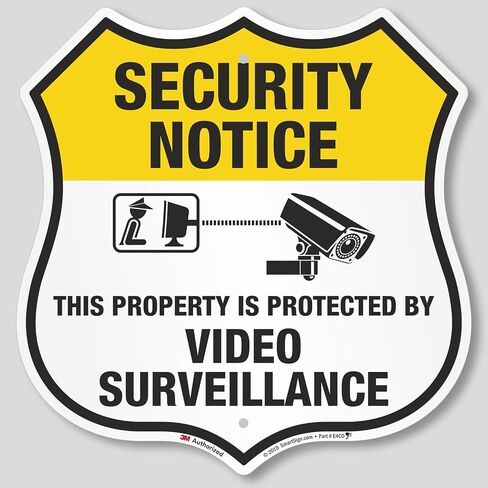 SmartSign “Protected by Video Surveillance" Security Notice Decal Set | Five Pack of 2.75"x3.25" EG Reflective Adhesive Labels in Saudi Arabia