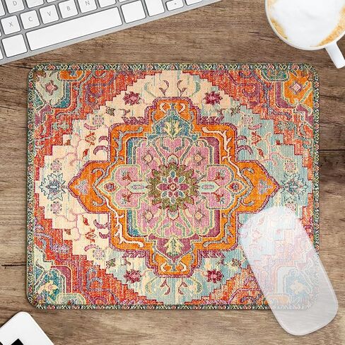 Seorsok Square Aesthetic Boho Vintage Mouse Pad، مكتب المنزل تصميم حصيرة الماوس الشخصية، مقاوم للماء مضحك العتيقة لوحة الماوس العرقية، قاعدة مطاطية غير قابلة للانزلاق منصات فأرة الكمبيوتر للفأرة اللاسلكية in Saudi Arabia