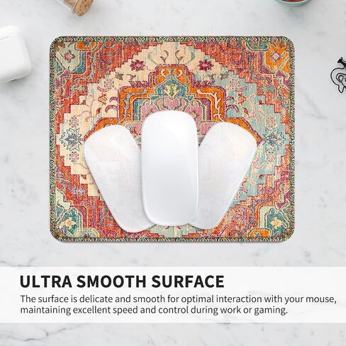 Seorsok Square Aesthetic Boho Vintage Mouse Pad، مكتب المنزل تصميم حصيرة الماوس الشخصية، مقاوم للماء مضحك العتيقة لوحة الماوس العرقية، قاعدة مطاطية غير قابلة للانزلاق منصات فأرة الكمبيوتر للفأرة اللاسلكية in Saudi Arabia