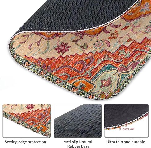 Seorsok Square Aesthetic Boho Vintage Mouse Pad، مكتب المنزل تصميم حصيرة الماوس الشخصية، مقاوم للماء مضحك العتيقة لوحة الماوس العرقية، قاعدة مطاطية غير قابلة للانزلاق منصات فأرة الكمبيوتر للفأرة اللاسلكية in Saudi Arabia