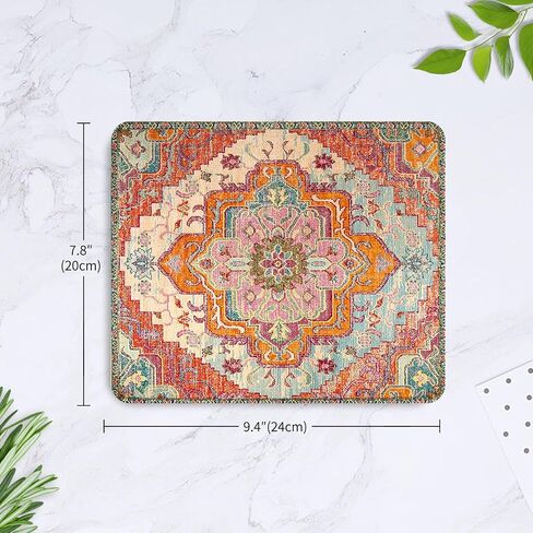 Seorsok Square Aesthetic Boho Vintage Mouse Pad، مكتب المنزل تصميم حصيرة الماوس الشخصية، مقاوم للماء مضحك العتيقة لوحة الماوس العرقية، قاعدة مطاطية غير قابلة للانزلاق منصات فأرة الكمبيوتر للفأرة اللاسلكية in Saudi Arabia