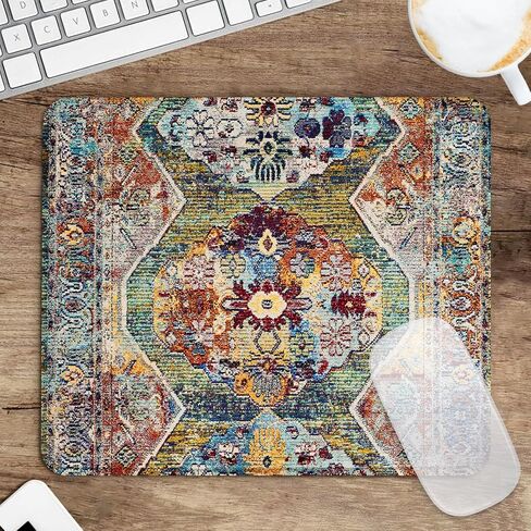 Seorsok Square Aesthetic Boho Vintage Mouse Pad، مكتب المنزل تصميم حصيرة الماوس الشخصية، مقاوم للماء مضحك العتيقة لوحة الماوس العرقية، قاعدة مطاطية غير قابلة للانزلاق منصات فأرة الكمبيوتر للفأرة اللاسلكية in Saudi Arabia
