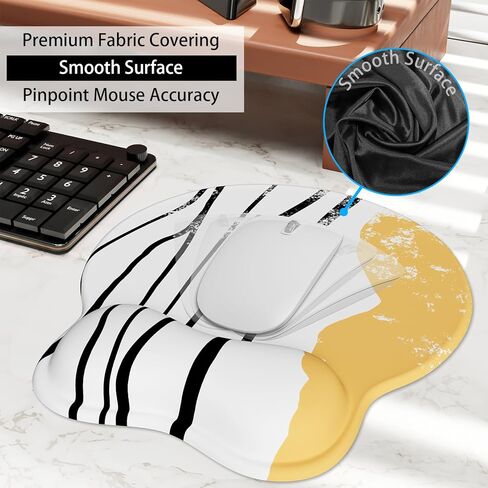 Black Mouse Pad Ergonomic Wrist Rest Support with Memory Foam, Non-Slip PU Base for Easy Typing Pain Relief in Kuwait