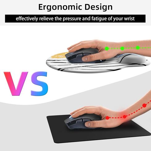 Black Mouse Pad Ergonomic Wrist Rest Support with Memory Foam, Non-Slip PU Base for Easy Typing Pain Relief in Kuwait