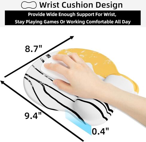 Black Mouse Pad Ergonomic Wrist Rest Support with Memory Foam, Non-Slip PU Base for Easy Typing Pain Relief in Kuwait