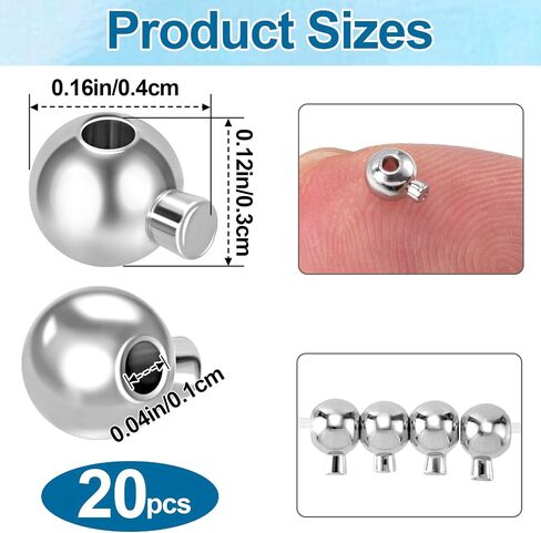 Joez Wonderful 20pcs Crimp Beads for Jewelry Making, Silver Spacer Beads Metal Bead Stopper Crimp Charms for Bracelet Necklace Ends Accessories (Silver, Round) in Saudi Arabia