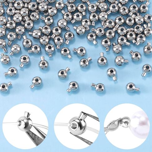 Joez Wonderful 20pcs Crimp Beads for Jewelry Making, Silver Spacer Beads Metal Bead Stopper Crimp Charms for Bracelet Necklace Ends Accessories (Silver, Round) in Saudi Arabia