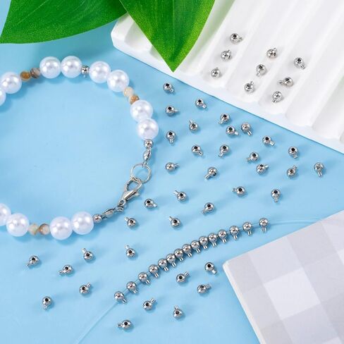 Joez Wonderful 20pcs Crimp Beads for Jewelry Making, Silver Spacer Beads Metal Bead Stopper Crimp Charms for Bracelet Necklace Ends Accessories (Silver, Round) in Saudi Arabia
