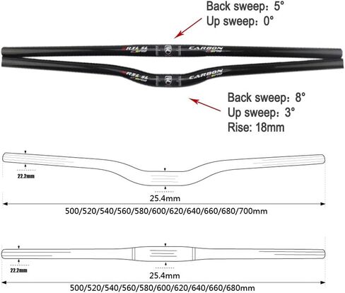 RXL SL Carbon 31.8 25.4 Mountain Bike Handle bar 3K Glossy/Matte Bicycle Handlebars Ergonomic Design Flat/Riser for Outdoor Sports Cycling 640/660/680/700mm in Saudi Arabia
