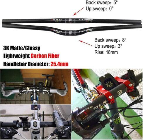 RXL SL Carbon 31.8 25.4 Mountain Bike Handle bar 3K Glossy/Matte Bicycle Handlebars Ergonomic Design Flat/Riser for Outdoor Sports Cycling 640/660/680/700mm in Saudi Arabia