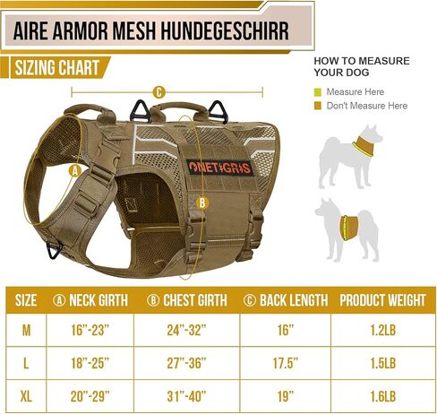 OneTigris Dog Mesh Harness for Large Dogs, Tactical Dog Harness Medium Sized Dog Reflective Dog Vest, Heavy Duty & Breathable Military Dog Harness with No Pull Buckle in Kuwait