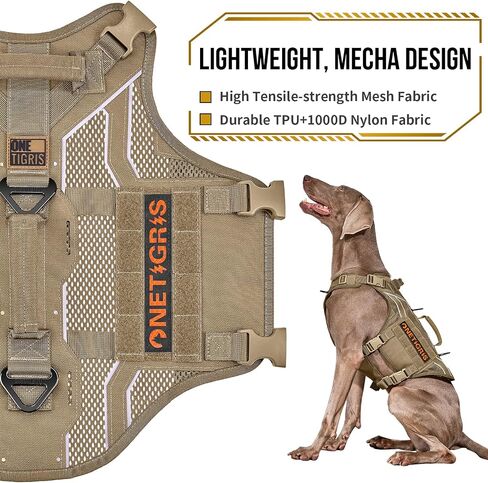 OneTigris Dog Mesh Harness for Large Dogs, Tactical Dog Harness Medium Sized Dog Reflective Dog Vest, Heavy Duty & Breathable Military Dog Harness with No Pull Buckle in Kuwait