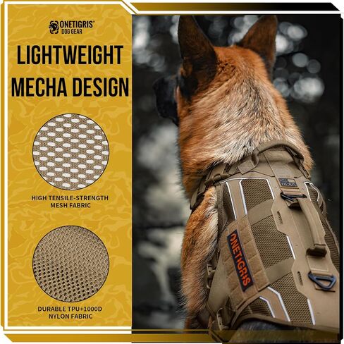 OneTigris Dog Mesh Harness for Large Dogs, Tactical Dog Harness Medium Sized Dog Reflective Dog Vest, Heavy Duty & Breathable Military Dog Harness with No Pull Buckle in Kuwait