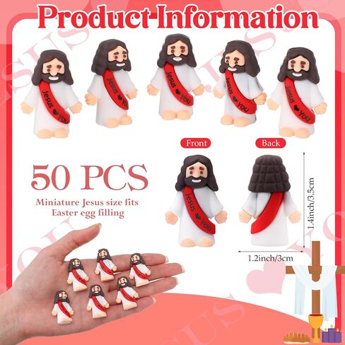 Bememo 50 Pcs Little Jesus Figures Original Design Jesus Loves You Rubber Toy Hide and Seek Religious Party Gift Sunday School Baptism Gift (Colorful) in Saudi Arabia