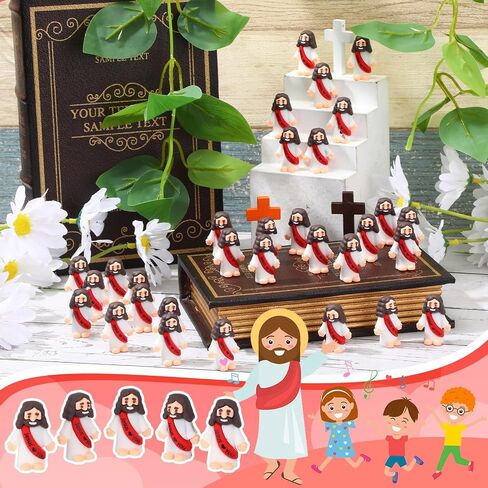 Bememo 50 Pcs Little Jesus Figures Original Design Jesus Loves You Rubber Toy Hide and Seek Religious Party Gift Sunday School Baptism Gift (Colorful) in Saudi Arabia