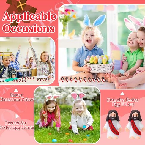 Bememo 50 Pcs Little Jesus Figures Original Design Jesus Loves You Rubber Toy Hide and Seek Religious Party Gift Sunday School Baptism Gift (Colorful) in Saudi Arabia