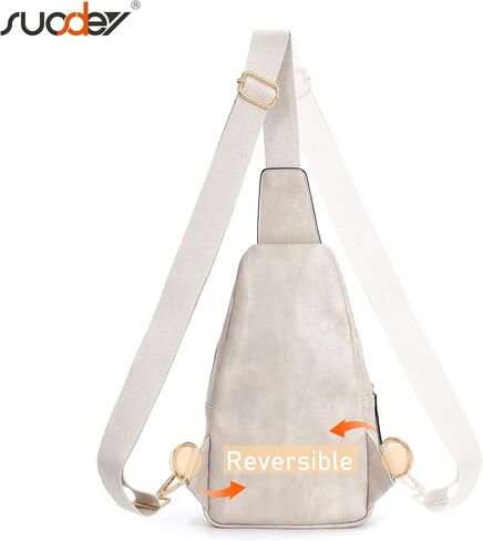 SUOSDEY Fanny Pack حقائب كروس للنساء حقيبة بحمالة جلدية نباتية للنساء محفظة بحمالة كروس باللون الرمادي والأبيض in Kuwait