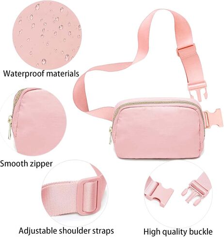 Belt Bag for Women Men Crossbody Fanny Pack Waist Bags with Adjustable Strap Waterproof Everywhere Belt Bag for Workout Running Travelling Hiking (Black) in Saudi Arabia