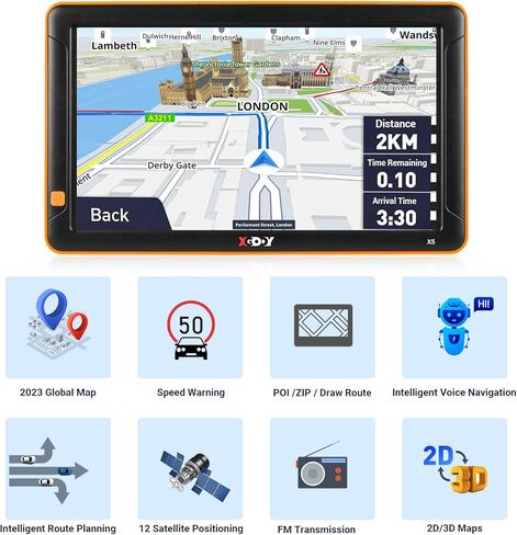 XGODY Truck GPS Navigation للسيارة 9 بوصة شاشة كبيرة لسائقي الشاحنات الملاحة بلوتوث AV-in مدى الحياة خرائط أمريكا الشمالية ثلاثية الأبعاد وخرائط ثنائية الأبعاد، 8 جيجابايت، مع تحديث مجاني للخريطة مدى الحياة in Kuwait