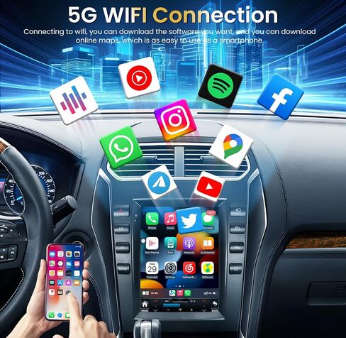 راديو ستيريو للسيارة Ford Explorer 2011-2019 - شاشة لمس 10.4 بوصة 5G 8-Cores Head Unit مع Carplay Android Auto 4+64GB in Kuwait