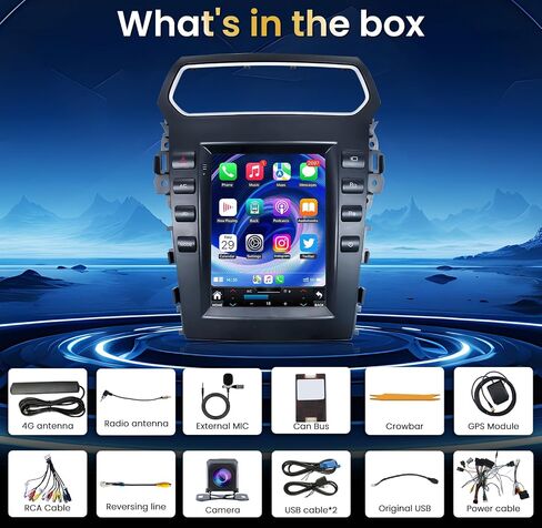 راديو ستيريو للسيارة Ford Explorer 2011-2019 - شاشة لمس 10.4 بوصة 5G 8-Cores Head Unit مع Carplay Android Auto 4+64GB in Kuwait