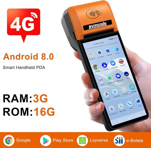 symcode POS PDA Receipt Printer 58mm High Speed Thermal Printer with Android 12 5.5’’ Touch Screen.with Lanyard, Removable Battery Logistics Mangement NFC.2G.3G.4G WiFi 3GB Ram+16GB ROM in Saudi Arabia