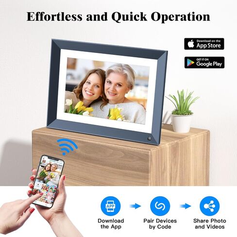 إطار صور رقمي WiFi مقاس 10.1 بوصة - إطار رقمي ذكي مع شاشة لمس IPS بدقة 1920x1200 FHD، ومستشعر حركة، وذاكرة 16 جيجابايت، وإرسال الصور والفيديو عبر البريد الإلكتروني للتطبيق، هدية لعيد الأب in Saudi Arabia