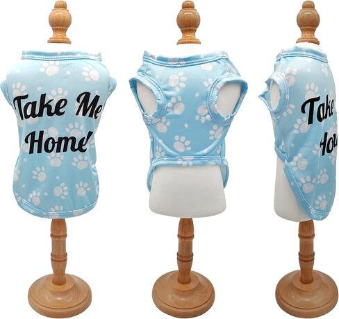 4 Pack Small Dog Shirts Adopt Me Vest for Medium Dogs Paw Printed Cats Puppies Tank Top Tee Cute Soft Clothes Pet Sleeveless T-Shirts Doggies Girl Boy Pink Blue Small in Saudi Arabia