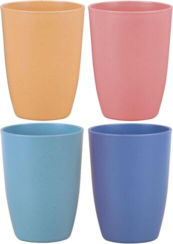 LuckyZone Wheat Straw Reusable Cup (12 oz) - Unbreakable Drinking Glasses Sets for Home Outdoor - Dishwasher Safe Tumbler - BPA Free and Eco friendly (10Pcs/5Color) in Kuwait