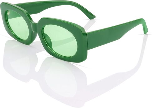 Retro Rectangle Oval Lenses UV400 Sunglasses for Women Men Narrow Thin Square Frame Sun Glasses Vintage Shades Green in Kuwait