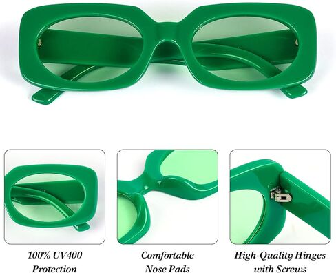 Retro Rectangle Oval Lenses UV400 Sunglasses for Women Men Narrow Thin Square Frame Sun Glasses Vintage Shades Green in Kuwait