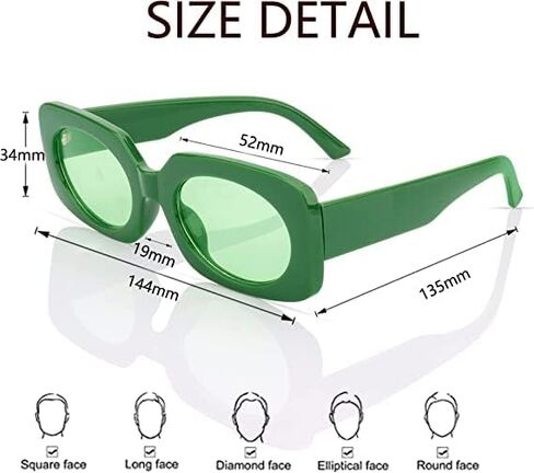 Retro Rectangle Oval Lenses UV400 Sunglasses for Women Men Narrow Thin Square Frame Sun Glasses Vintage Shades Green in Kuwait