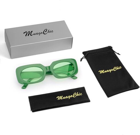 Retro Rectangle Oval Lenses UV400 Sunglasses for Women Men Narrow Thin Square Frame Sun Glasses Vintage Shades Green in Kuwait