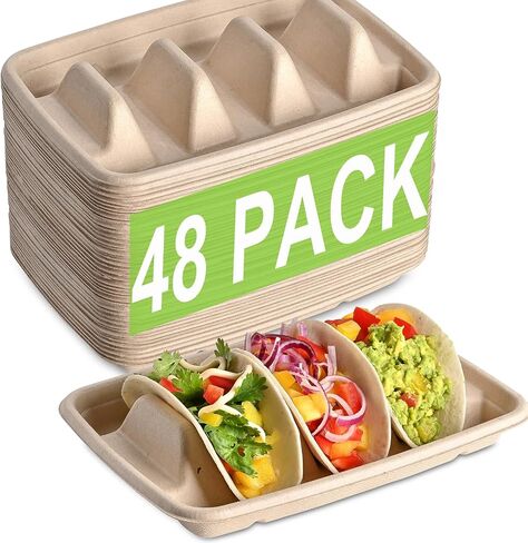 24PCS Disposable Taco Holders for Party, Premium Paper Taco Plates with Dividers, Fiesta Taco Tray Holder, Taco Trays for 3 Tacos, Taco Tuesday Decorations Supplies, Taco Bar Serving Set for a Party in Saudi Arabia