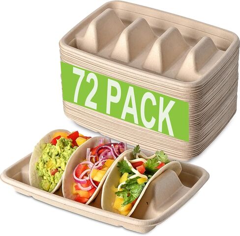 24PCS Disposable Taco Holders for Party, Premium Paper Taco Plates with Dividers, Fiesta Taco Tray Holder, Taco Trays for 3 Tacos, Taco Tuesday Decorations Supplies, Taco Bar Serving Set for a Party in Saudi Arabia