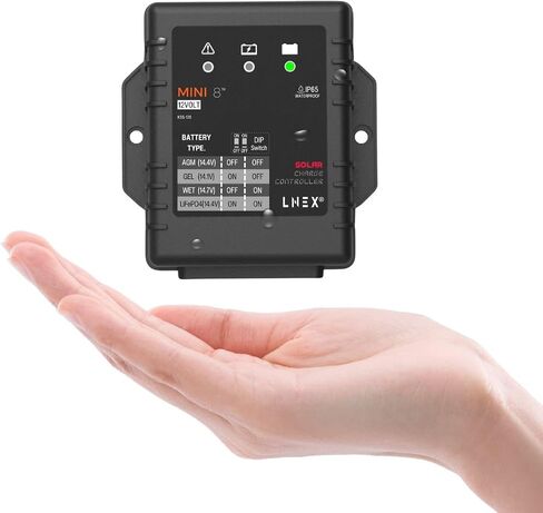 Solar Charge Controller Waterproof, Mini Solar Panel Battery Intelligent Regulator with LED Indicator 12V 8A PWM Solar Controller for LiFePO4,AGM, Gel, Flooded and Lithium Battery in Saudi Arabia