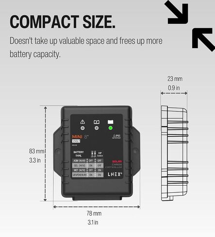 Solar Charge Controller Waterproof, Mini Solar Panel Battery Intelligent Regulator with LED Indicator 12V 8A PWM Solar Controller for LiFePO4,AGM, Gel, Flooded and Lithium Battery in Saudi Arabia