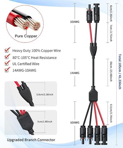 موصل اللوحة الشمسية ELECTOP إلى كابل محول DC 8 مم، قابس طاقة 6FT DC مع محول 5.5x2.5 مم، كابل تمديد موصلات الطاقة الشمسية 14AWG لمحطة الطاقة المحمولة GZ Yeti Jackery in Kuwait